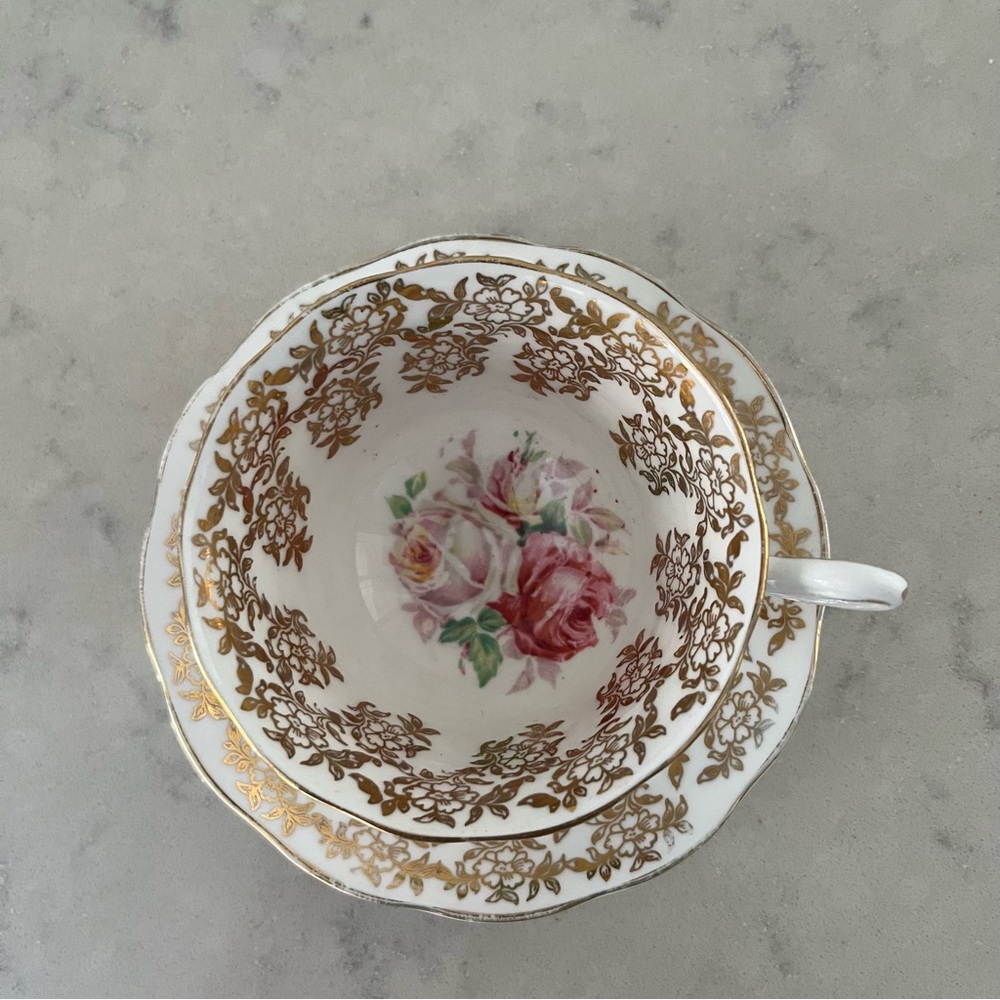 Royal Albert Pink and White Cabbage Rose Teacup and Saucer Bone China - Picture 2 of 5
